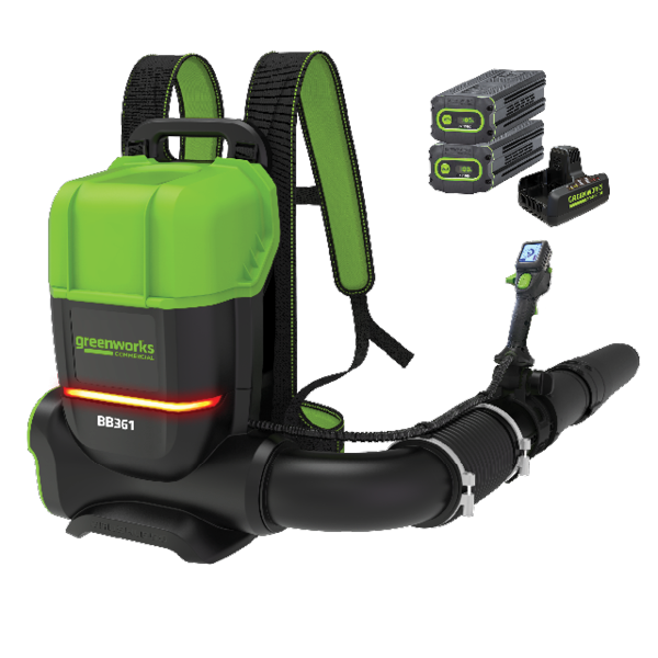 Greenworks Commercial Optimus 82V 755 CFM Dual-Port Backpack Blower with (2) 8Ah Batteries and Dual Port Charger BB361-82DP